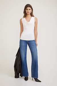 Draped Cowl Neck Jersey Tank Top