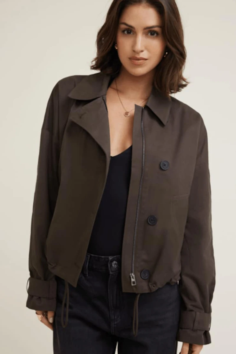 Asymmetric Short Trench Coat