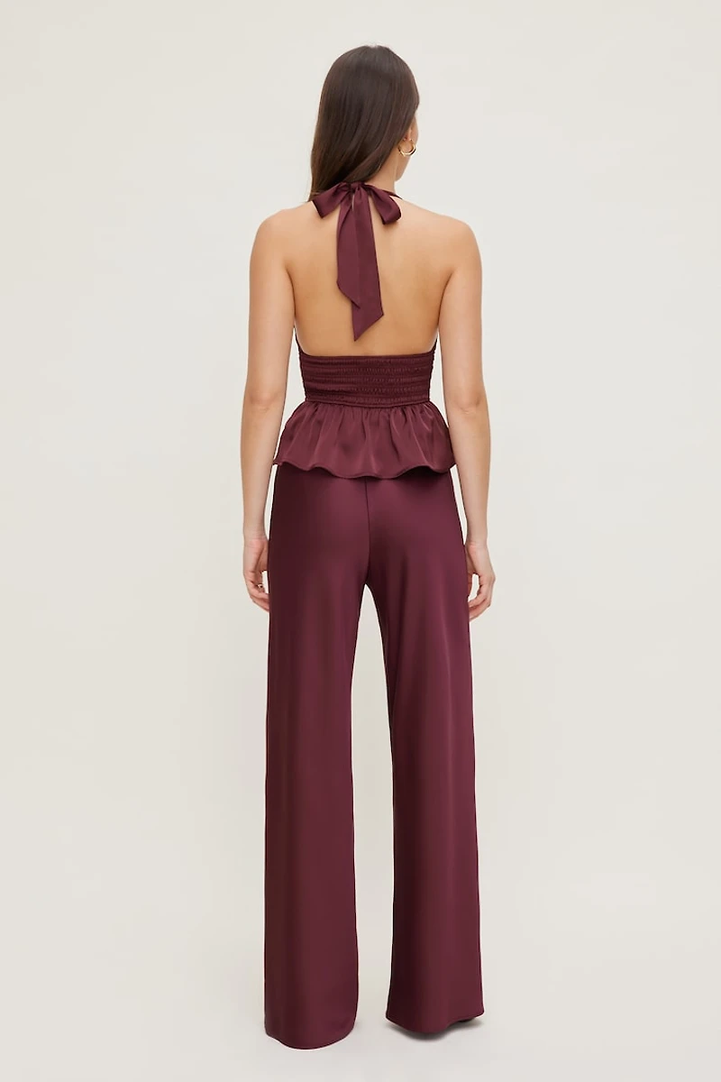 Plunge Satin Halter Top