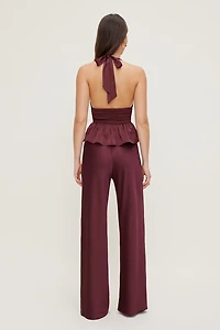 Plunge Satin Halter Top