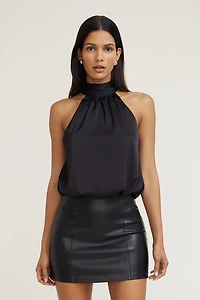 Paloma Bubble Satin Halter Blouse