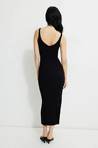 V Neck Ribbed Maxi Dress