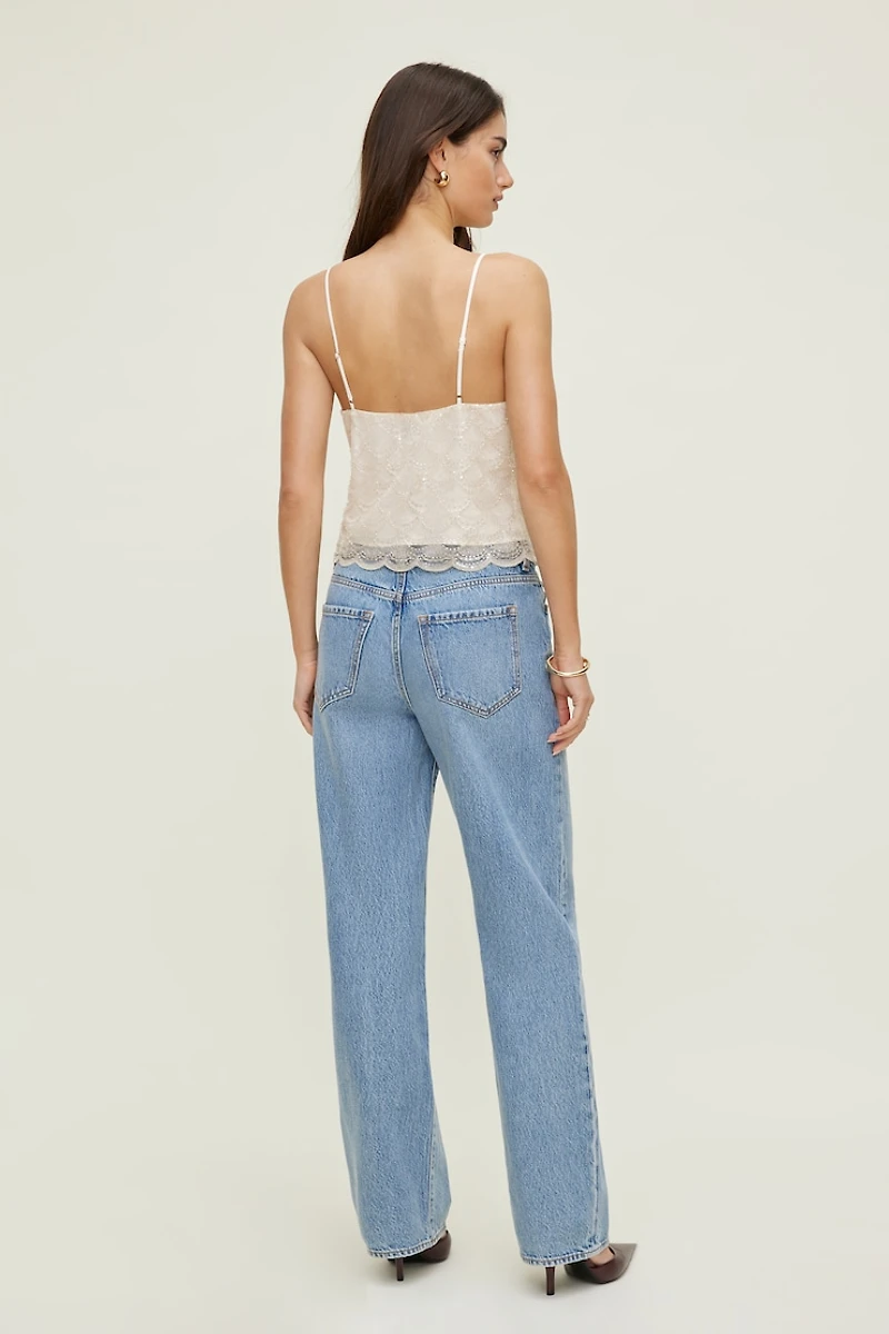 Camisole dentelée à paillettes