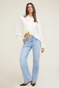 Tie Neck Crepe Blouse
