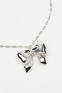 Oversized Metal Bow Necklace