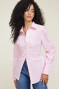 Cinched Waist Poplin Shirt