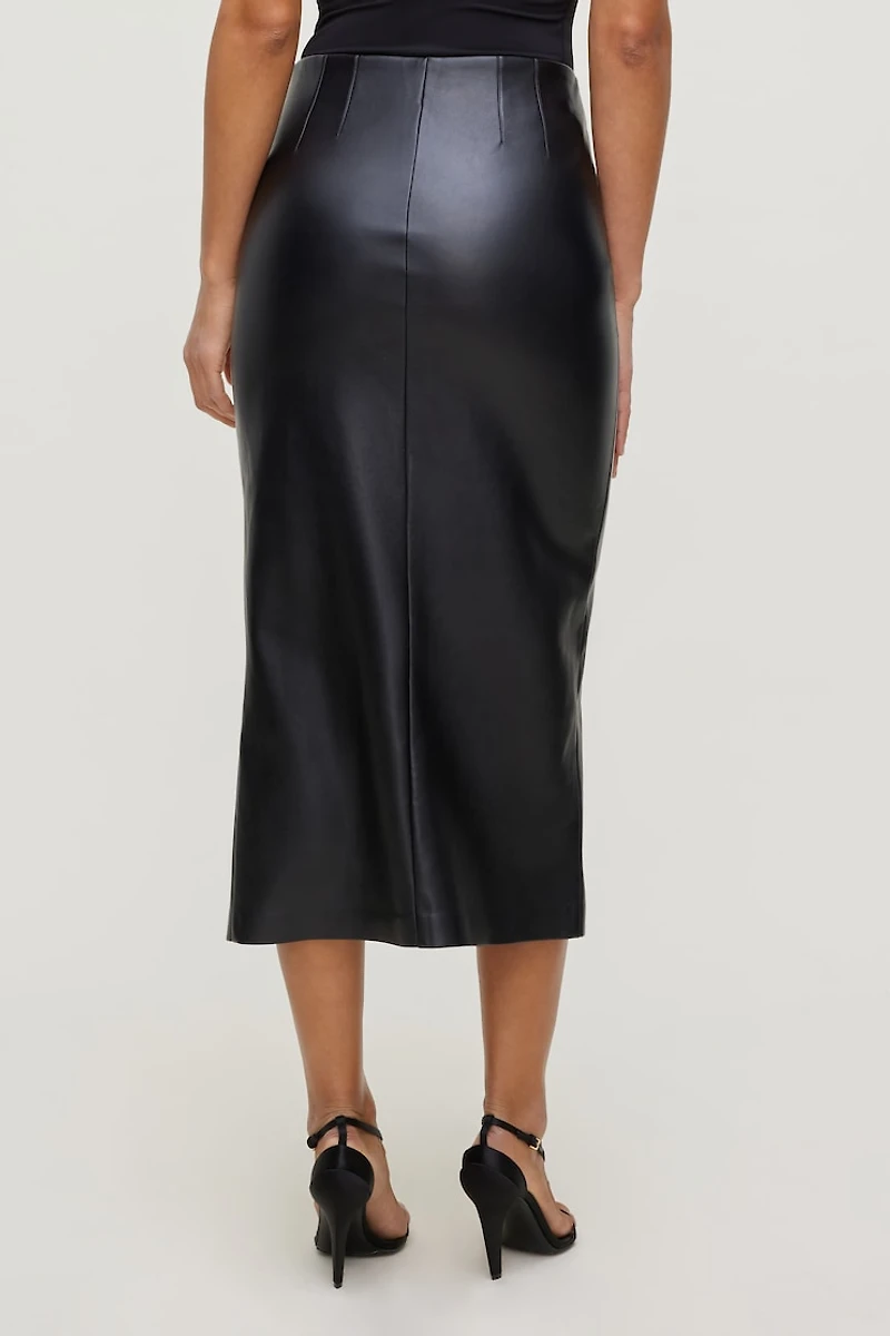 Jupe midi en faux cuir Marlow