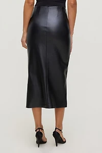 Jupe midi en faux cuir Marlow