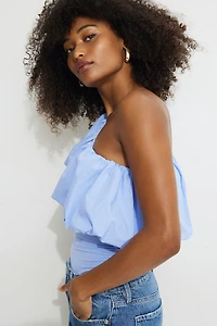 Justaucorps à une épaule et manches bouffantes