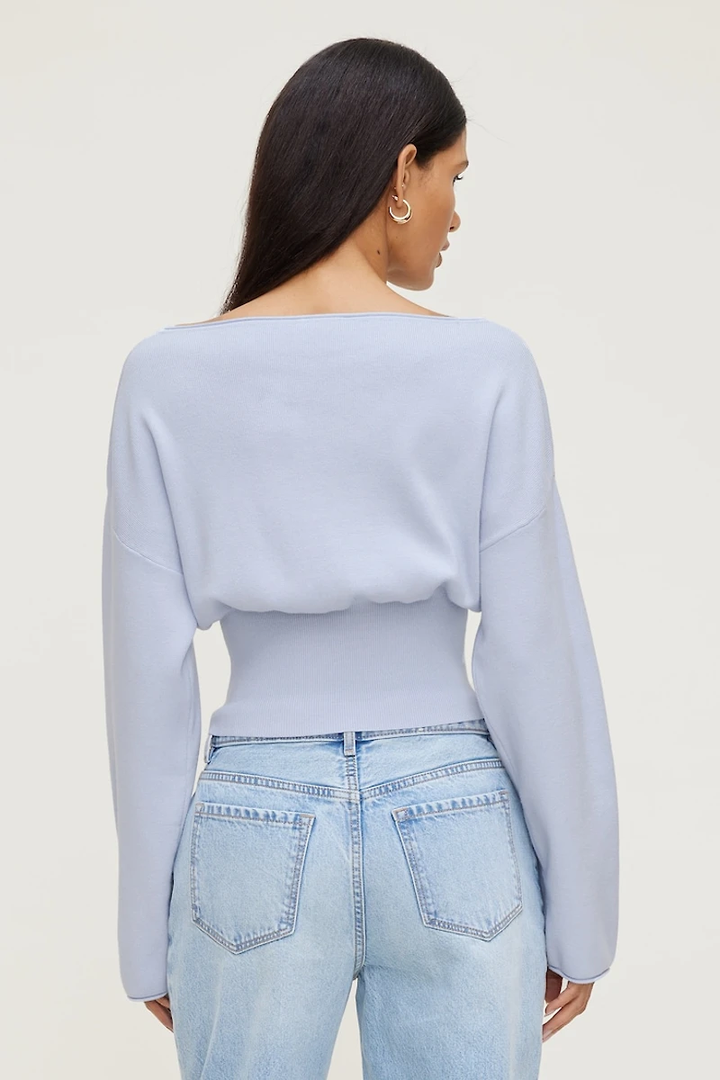 Cinched Boat Neck Sweater