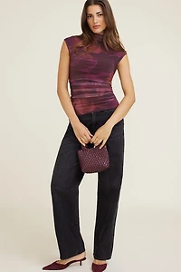 Mini Woven Faux Leather Tote