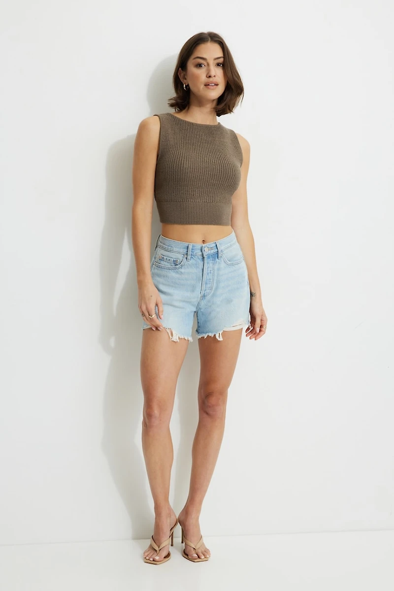 Low Back Rib Knit Tank Top