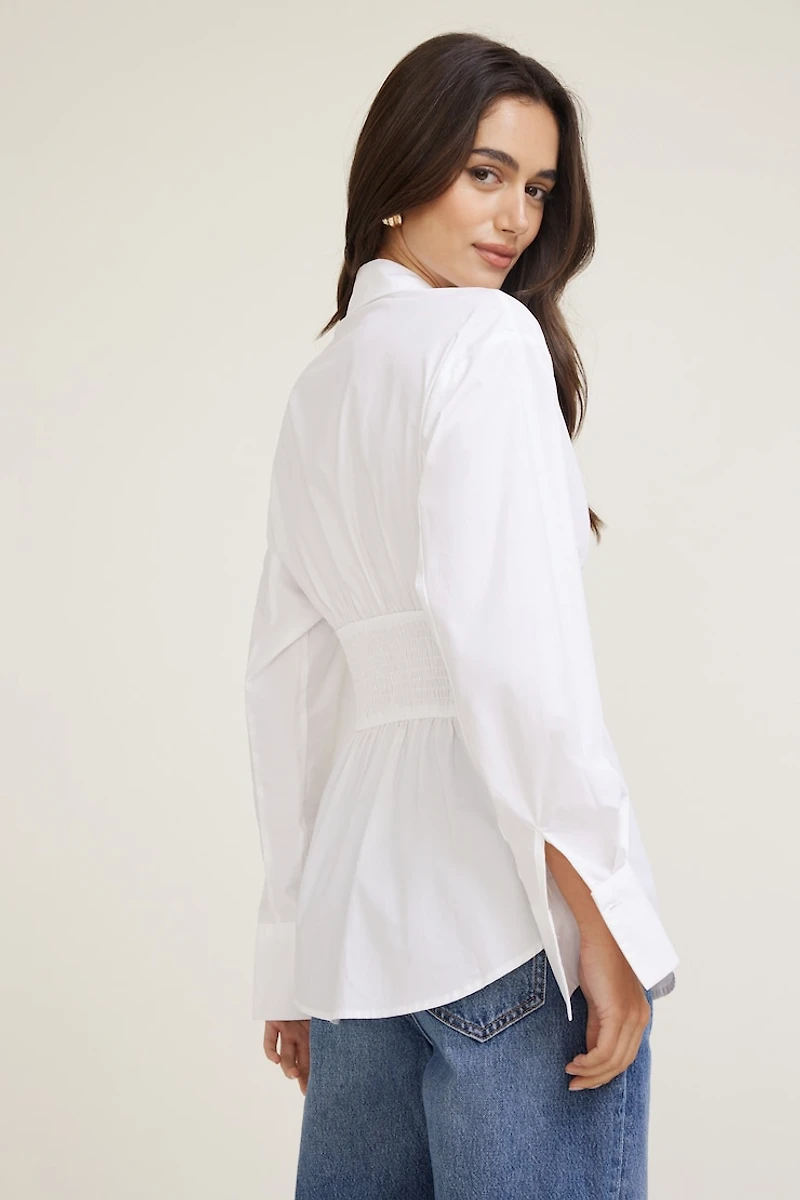 Chemise en coton cintrée à la taille