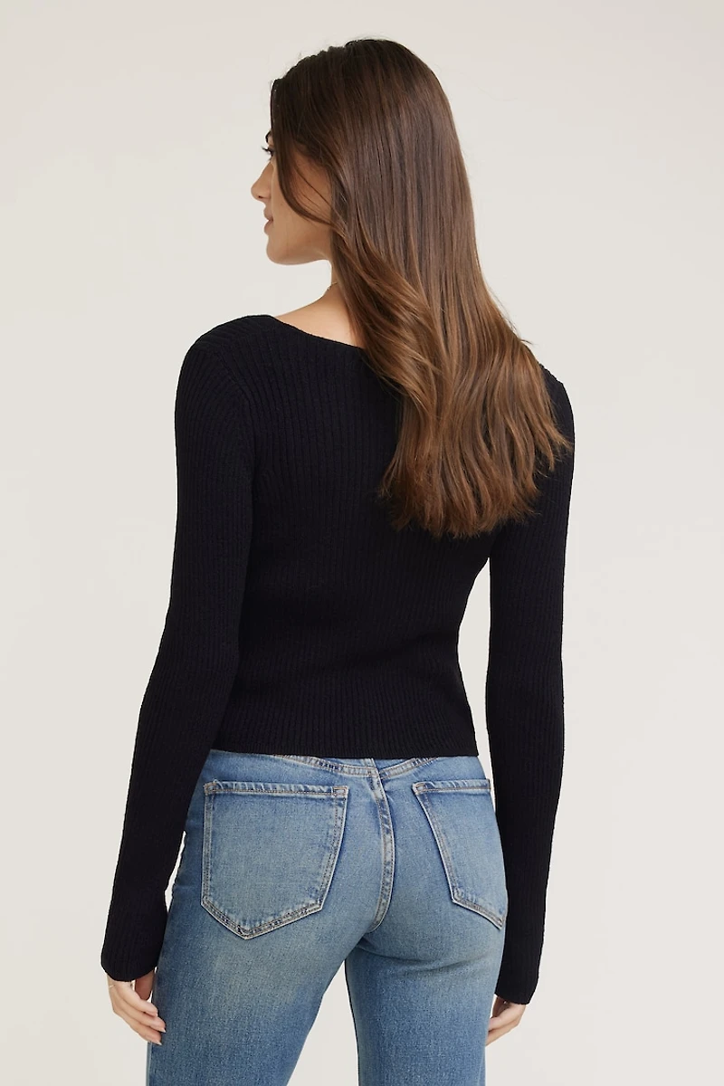 Mila Ribbed V Neck Cardigan