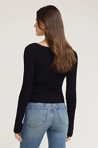 Mila Ribbed V Neck Cardigan