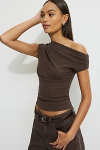 Haut drapé en jersey à épaules dégagées