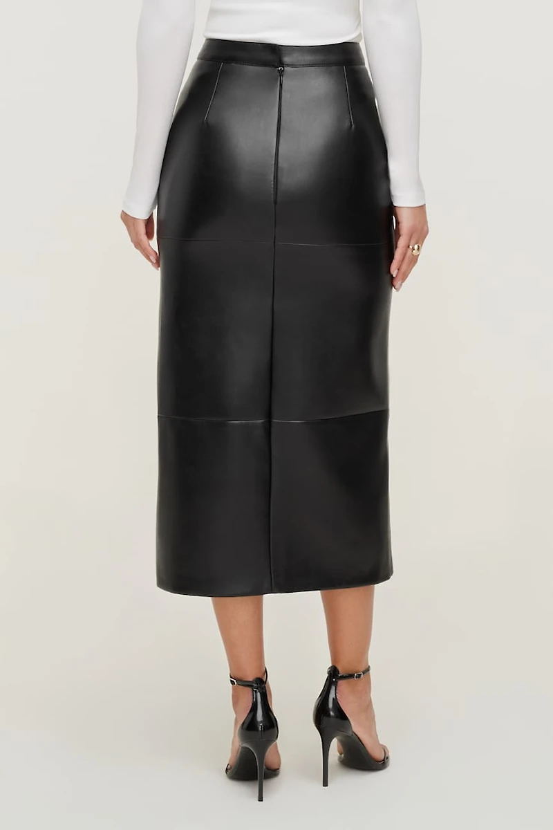 Jupe midi structurée en faux cuir