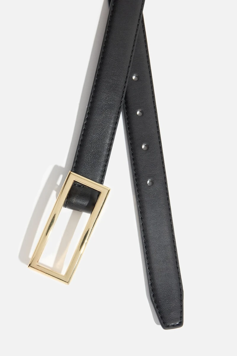 Square Slim Faux Leather Belt