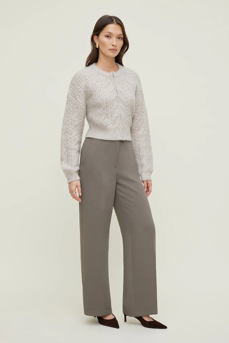 Cable Knit Zip Up Sweater