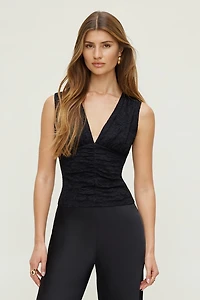 Shirred Lace Tank Top