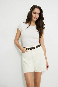 Oval Slim Faux Leather Belt