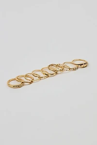 Set of 9 Gemmed & Textured Rings