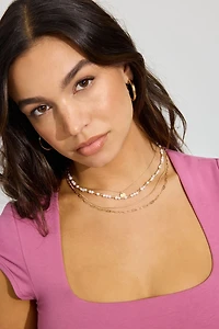 Set of 4 Pearl & Mini Medallion Necklaces