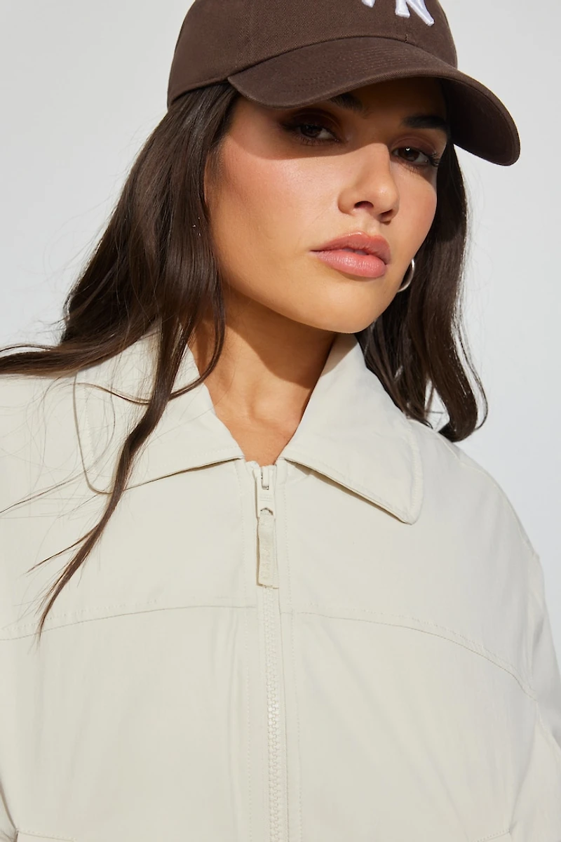 Blouson aviateur écourté en nylon