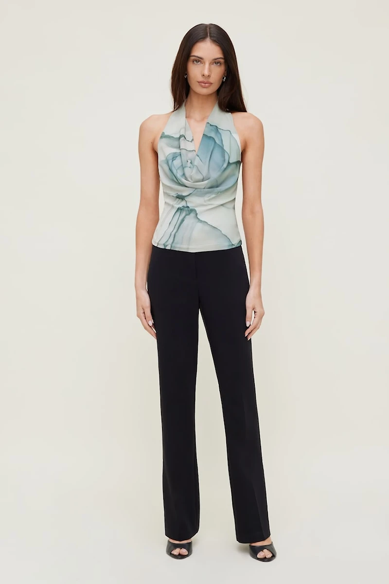 Cowl Neck Mesh Halter Top