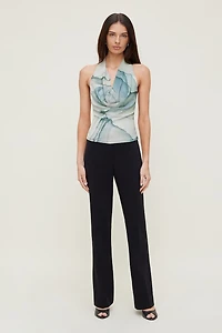 Cowl Neck Mesh Halter Top