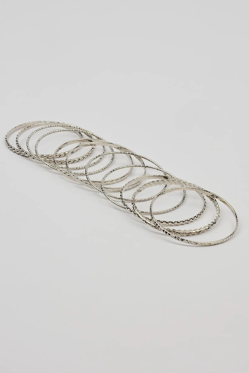 Set of 11 Textured Bangles