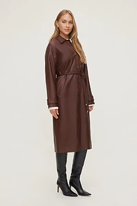 Faux Leather Mac Coat