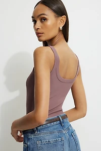 Ribbed Scoop Neck Bodysuit