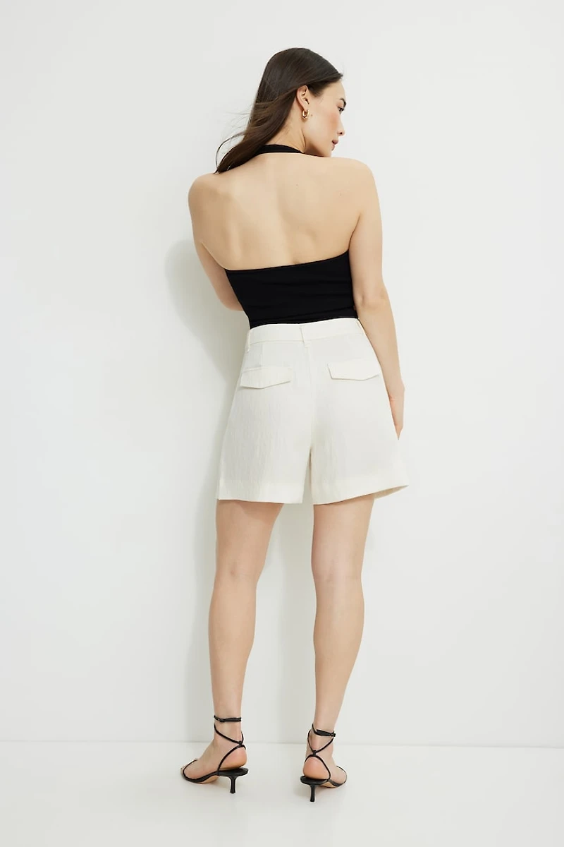 Pleated Mid-Thigh Shorts