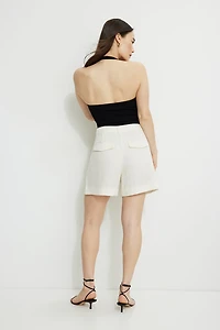 Pleated Mid-Thigh Shorts