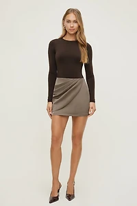 Draped Satin Mini Skirt