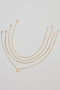 Set of 4 Heart & Chain Necklaces