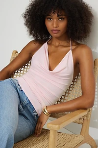 Sculpt Cowl Neck Halter Top