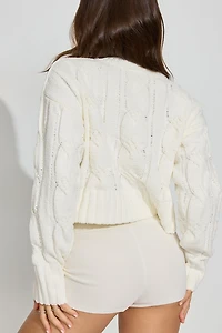 Chandail écourté en chenille torsadée