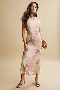 Robe maxi en maille à col bateau