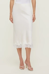 Lace Satin Midi Skirt