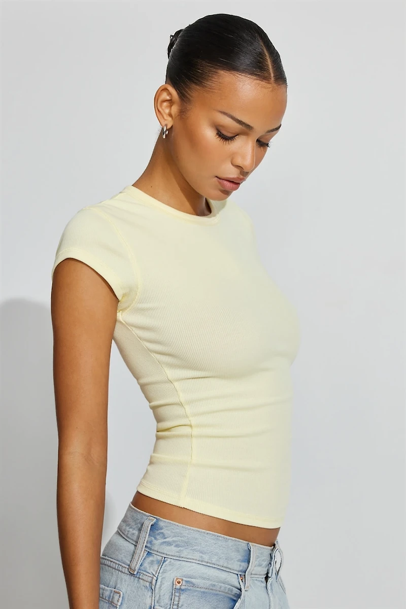 T-shirt côtelé à col rond