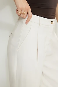 Pantalon plissé à jambe droite en twill