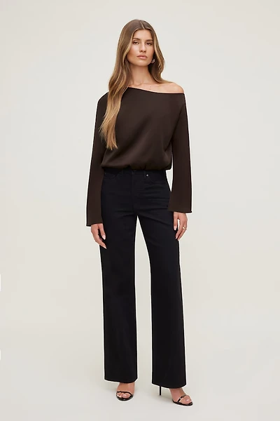 Off Shoulder Satin Blouse