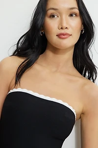 Scalloped Knit Mini Tube Dress