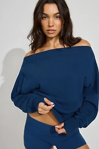 SoftTerry Rib Off Shoulder Sweater