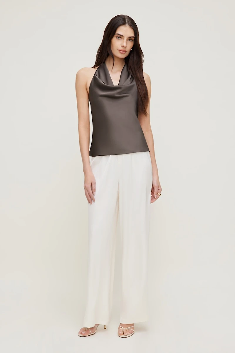 Pantalon en satin à jambe large Leo