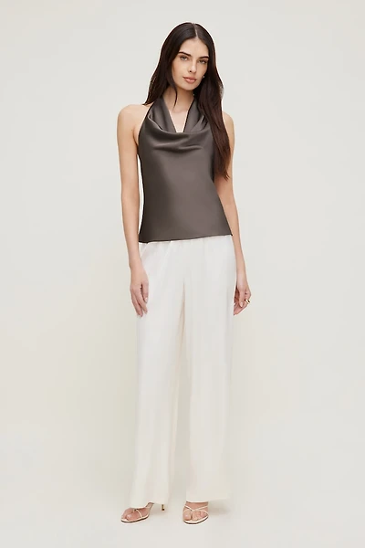 Pantalon en satin à jambe large Leo