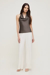 Pantalon en satin à jambe large Leo