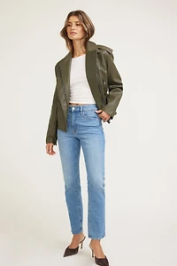 Belted Faux Leather Moto Jacket